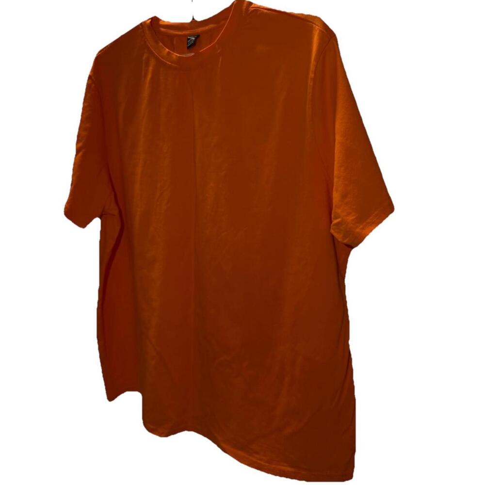 SHEIN Women's Orange Cotton Jersey Crew Neck Short Sleeve Basic T-Shirt (L)